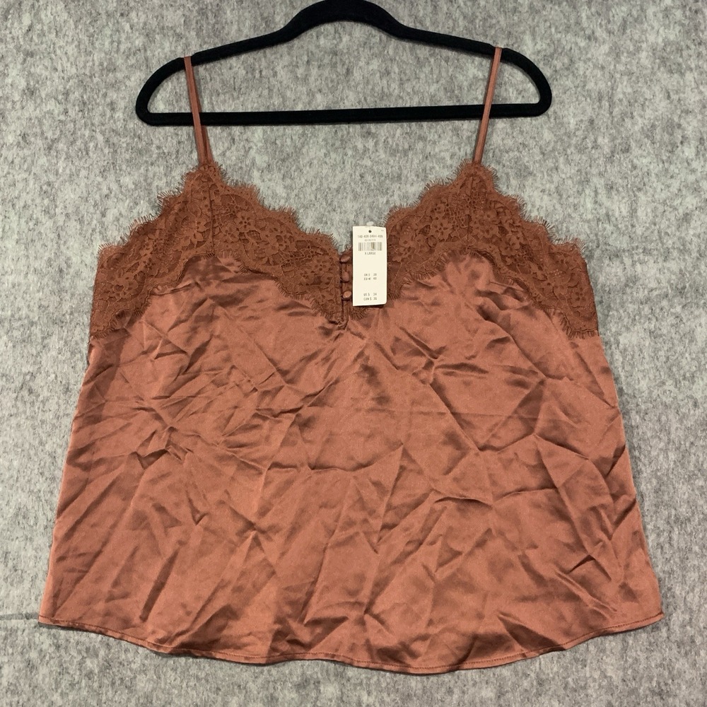 NWT Abercrombie & Fitch Tank Lace Trim V-Neck Tank Top Adjustable Straps Size XL